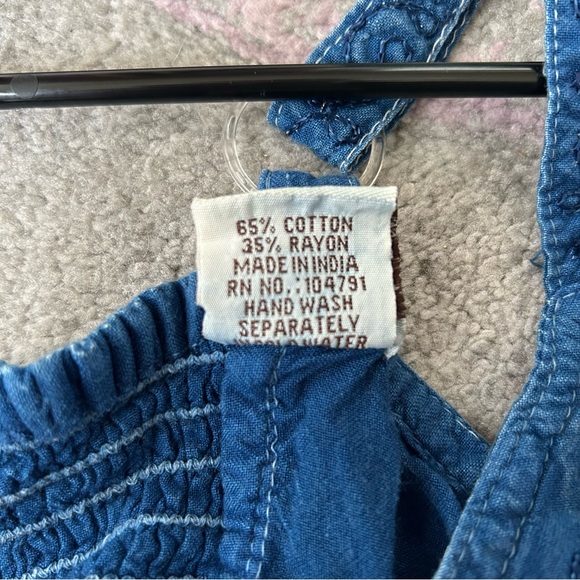 Vintage Advance Apparels Denim Tank Top w/Embroidery and String Ties - Picture 7 of 7